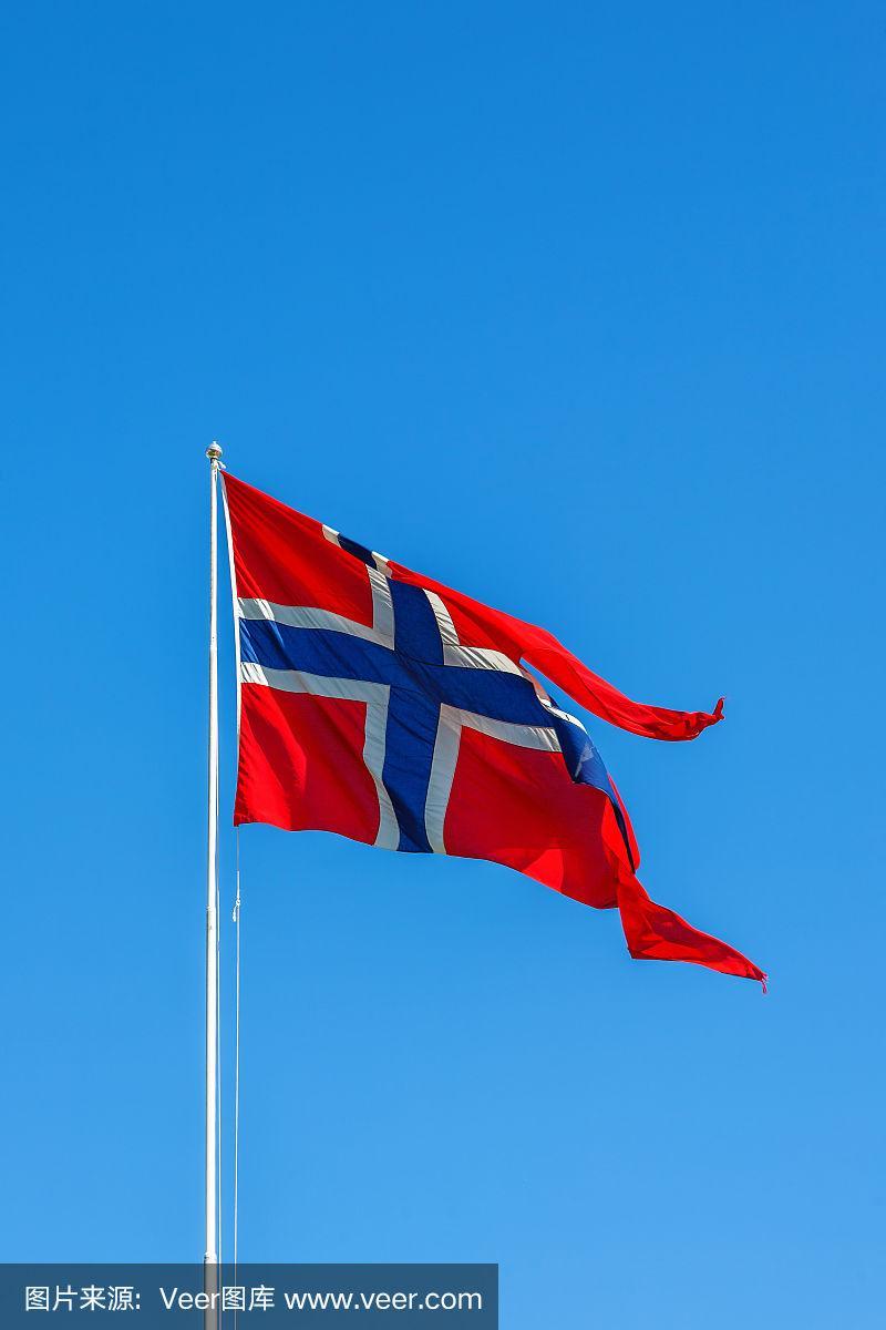 挪威国旗耀武扬威
