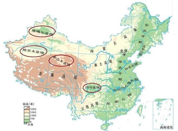 中国有几大盆地的相关图片